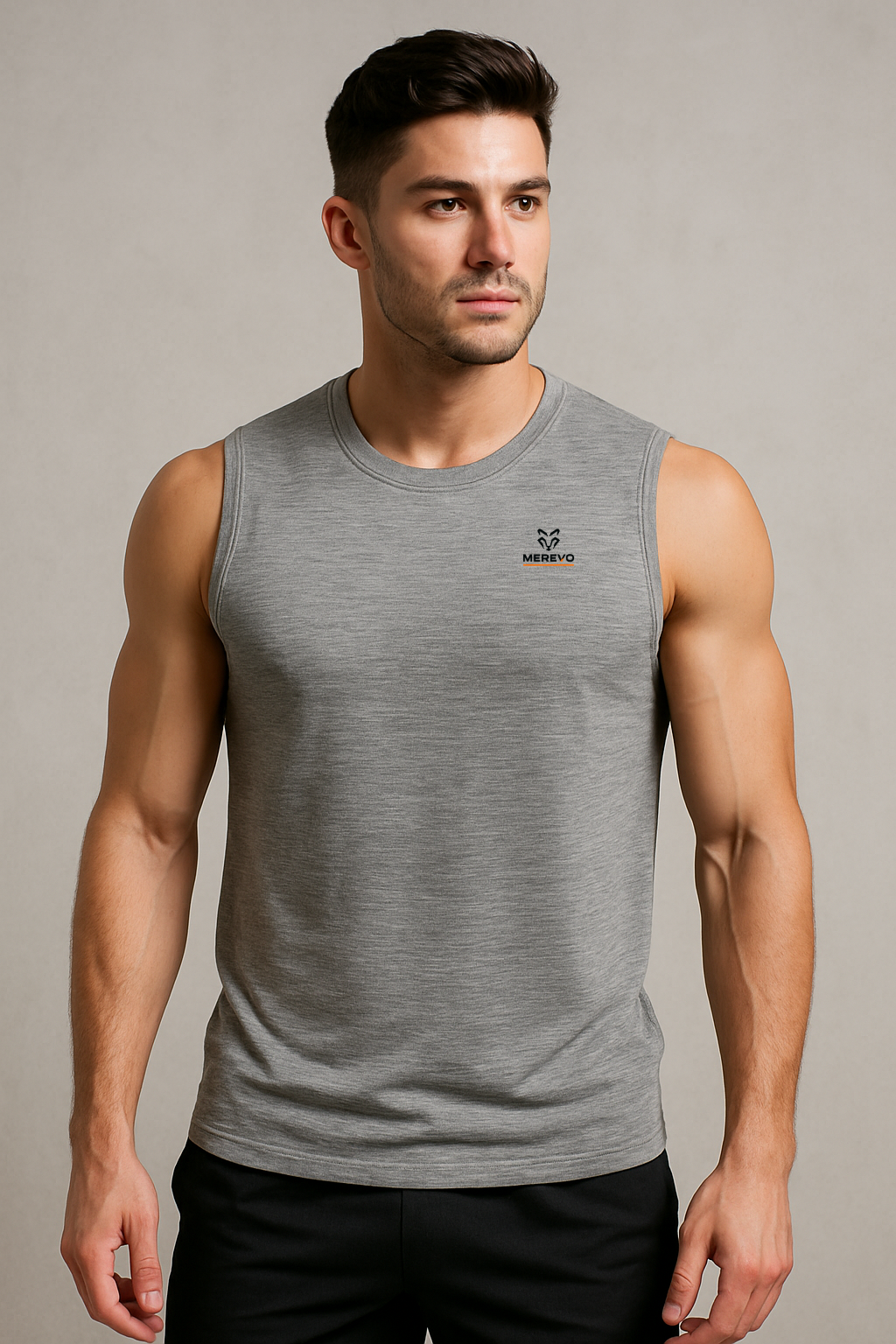 Merevo Tanktop Merinowil Anti-Geur & Ademend Shirt voor Heren Grijs
