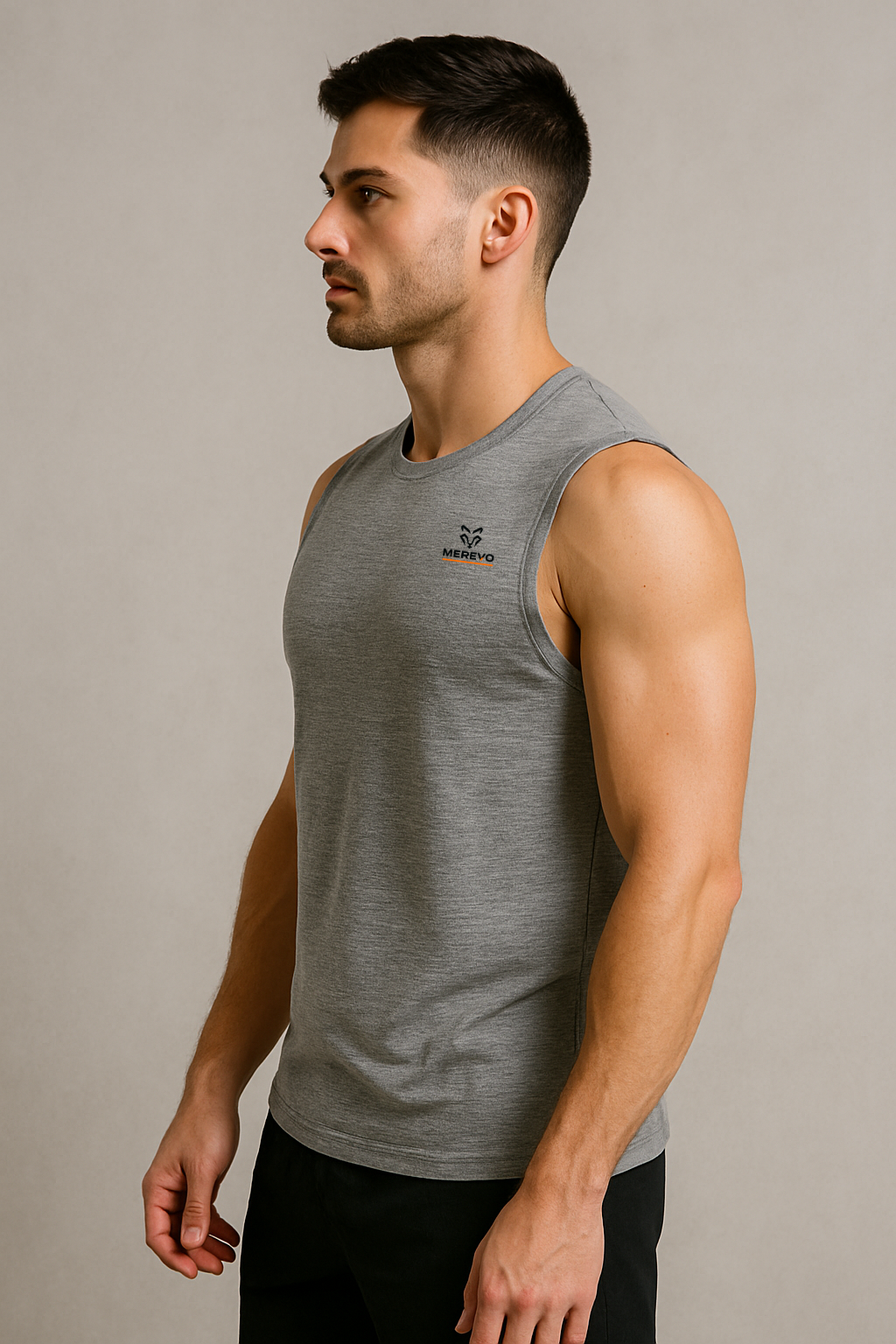 Merevo Tanktop Merinowil Anti-Geur & Ademend Shirt voor Heren Grijs